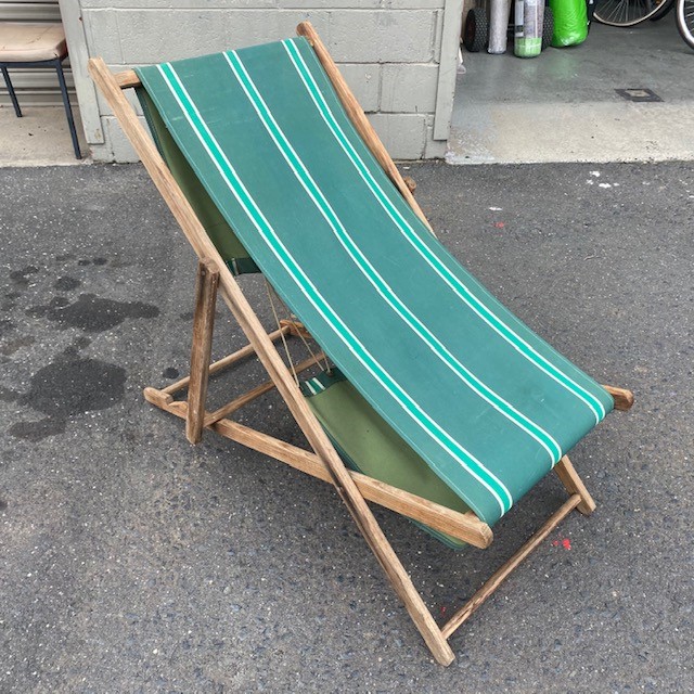 CHAIR, Deck Chair - Vintage Green Stripe